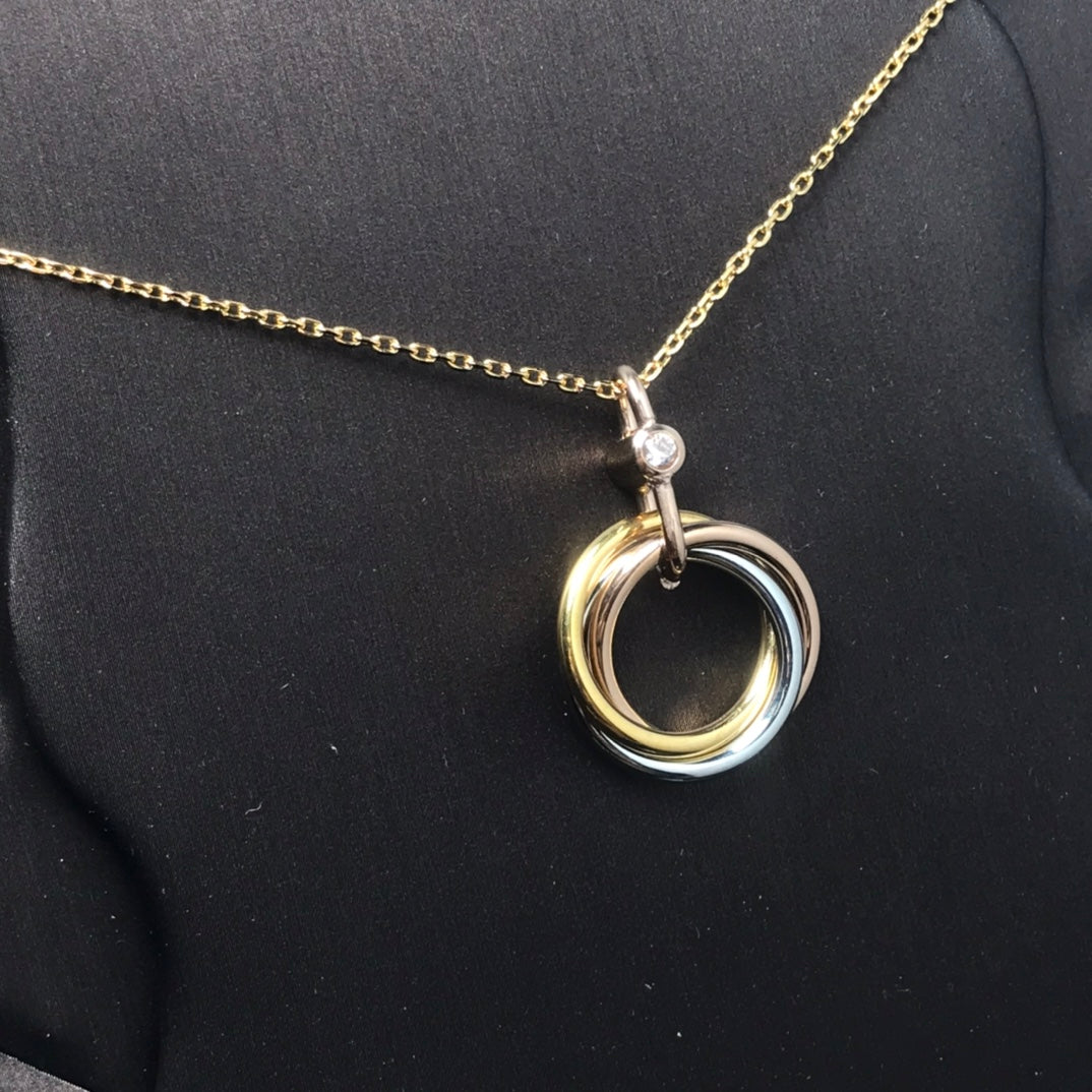 [RAFFINE] COLLAR TRINITY PLATA ORO ORO ROSA