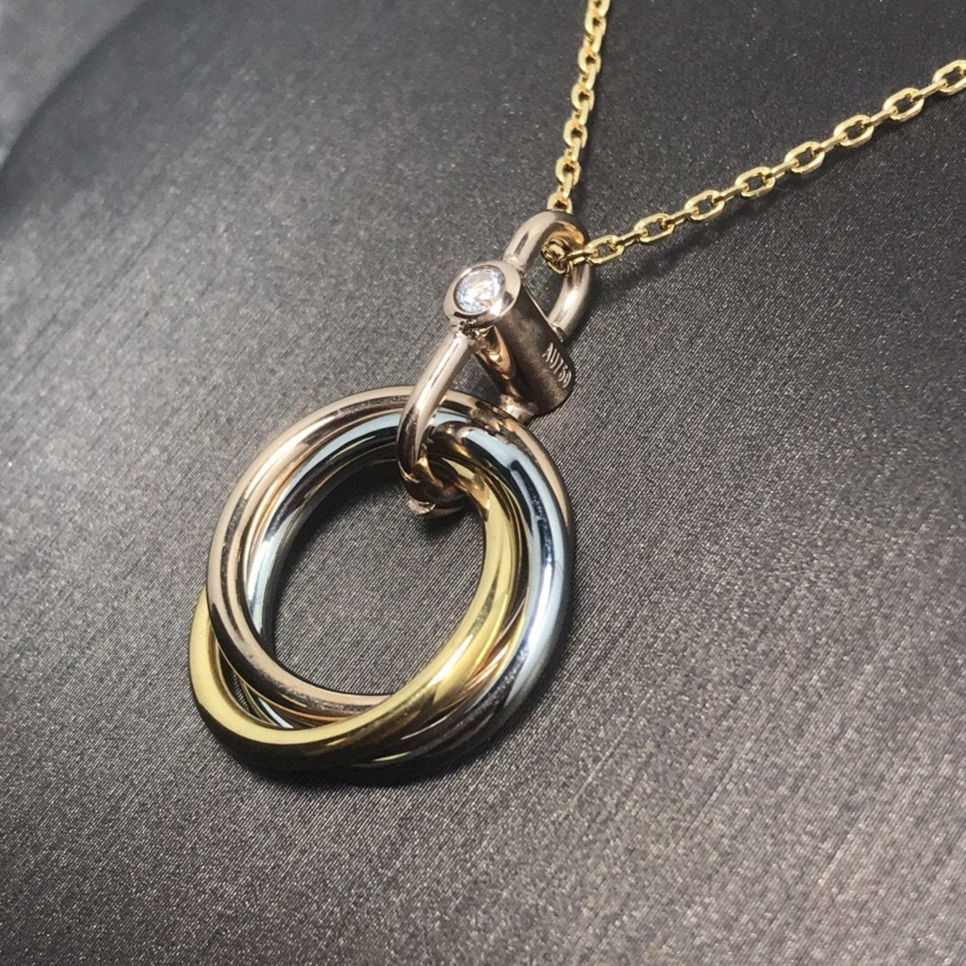 [RAFFINE] COLLAR TRINITY PLATA ORO ORO ROSA