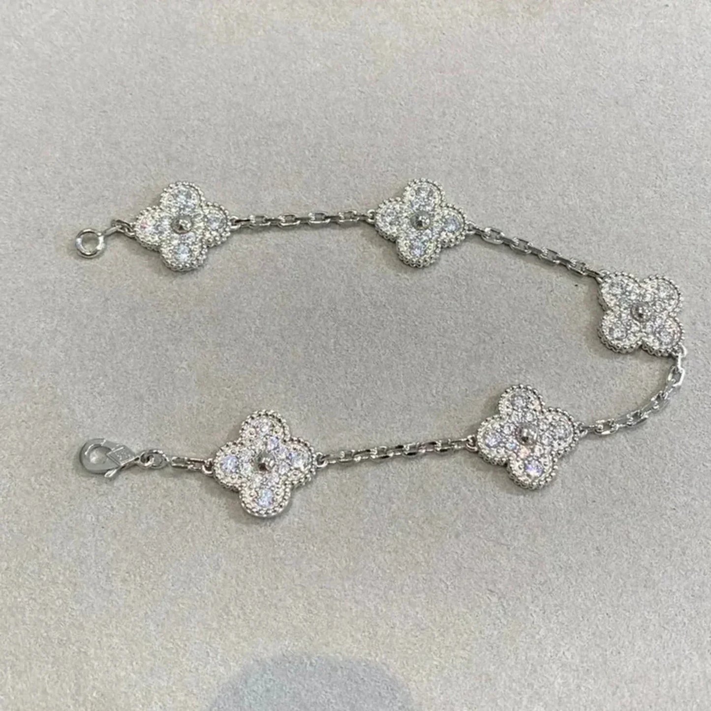 [RAFFINE] CLOVER 5 MOTIF FULL DIAMOND BRACELET COLLECTION