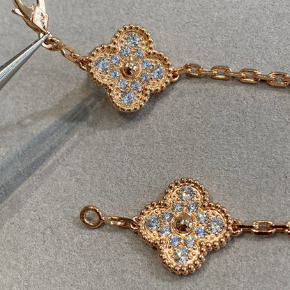 [RAFFINE]CLOVER 5 MOTIFS  FULL DIAMOND BRACELET