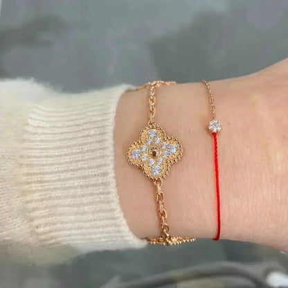 [RAFFINE]CLOVER 5 MOTIFS  FULL DIAMOND BRACELET