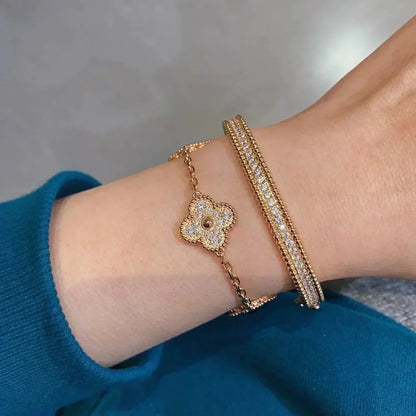 [RAFFINE]CLOVER 5 MOTIFS  FULL DIAMOND BRACELET