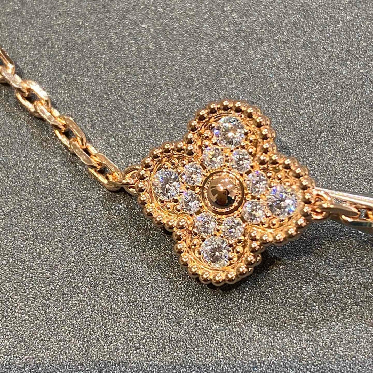 [RAFFINE]CLOVER 5 MOTIFS  FULL DIAMOND BRACELET