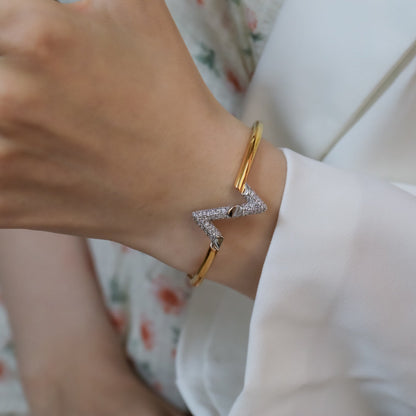 [RAFFINE]VOLTE UPSITE DOWN GOLD DIAMOND BRACELET