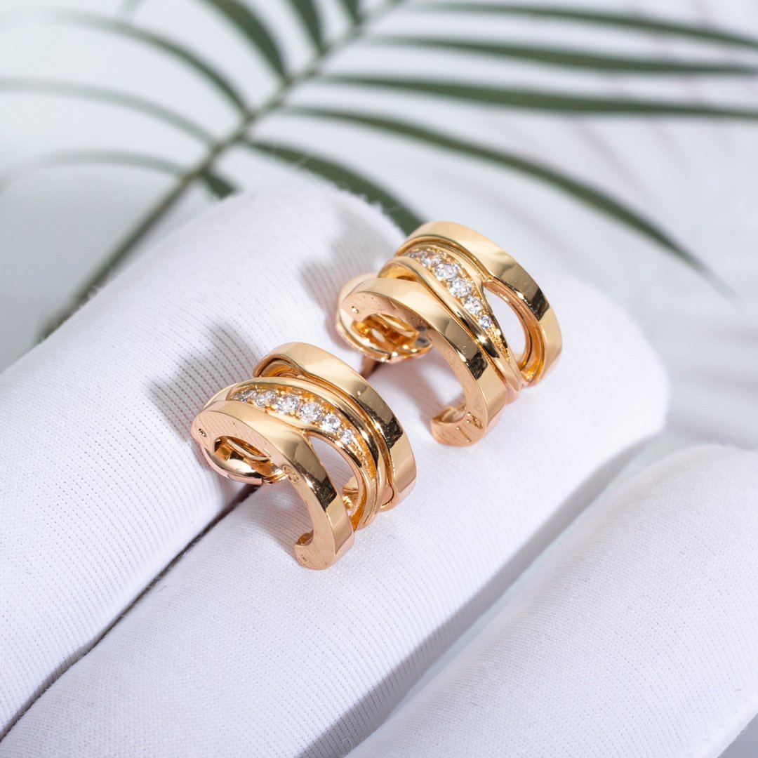 [RAFFINE]ZERO 1 PENDIENTES DE ORO ROSA CON DIAMANTES