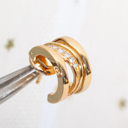 [RAFFINE]ZERO 1 PENDIENTES DE ORO ROSA CON DIAMANTES