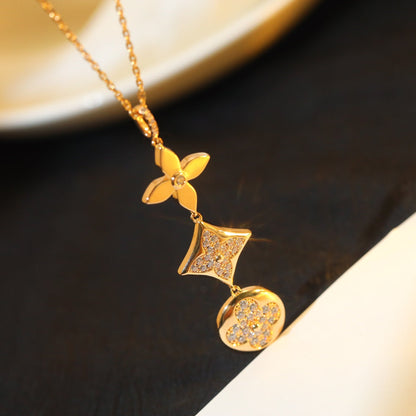 [RAFFINE]STAR AND SUN DIAMOND PINK GOLD NECKLACE