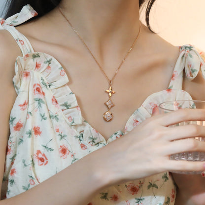 [RAFFINE]STAR AND SUN DIAMOND PINK GOLD NECKLACE