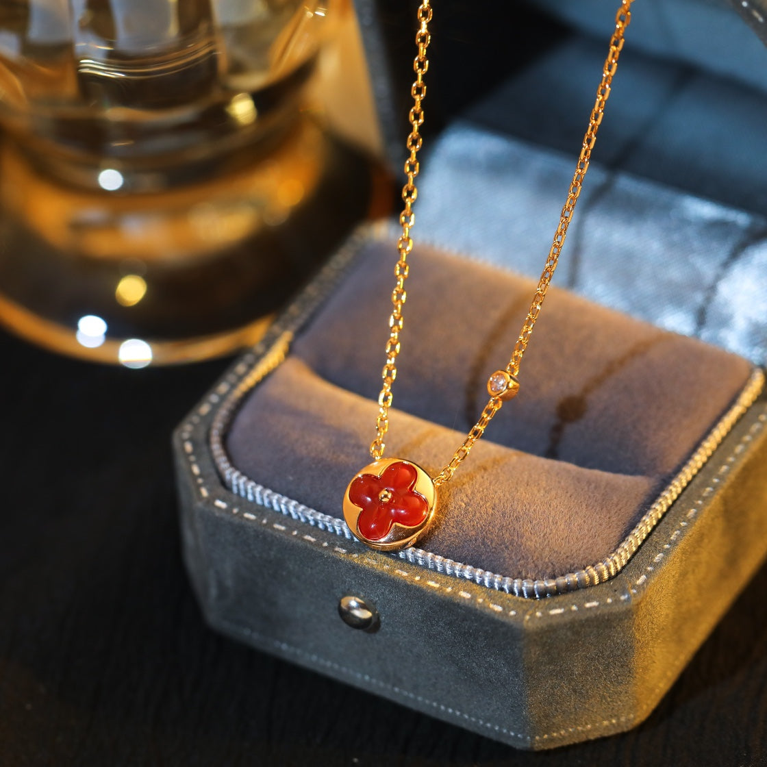 [RAFFINE]SUN PEDANT PINK GOLD 1 DIAMOND NECKLACE