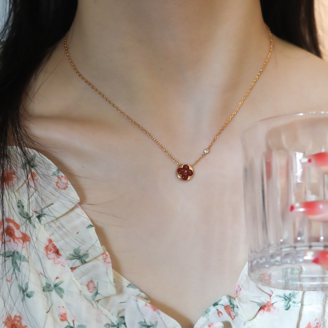 [RAFFINE]SUN PEDANT PINK GOLD 1 DIAMOND NECKLACE