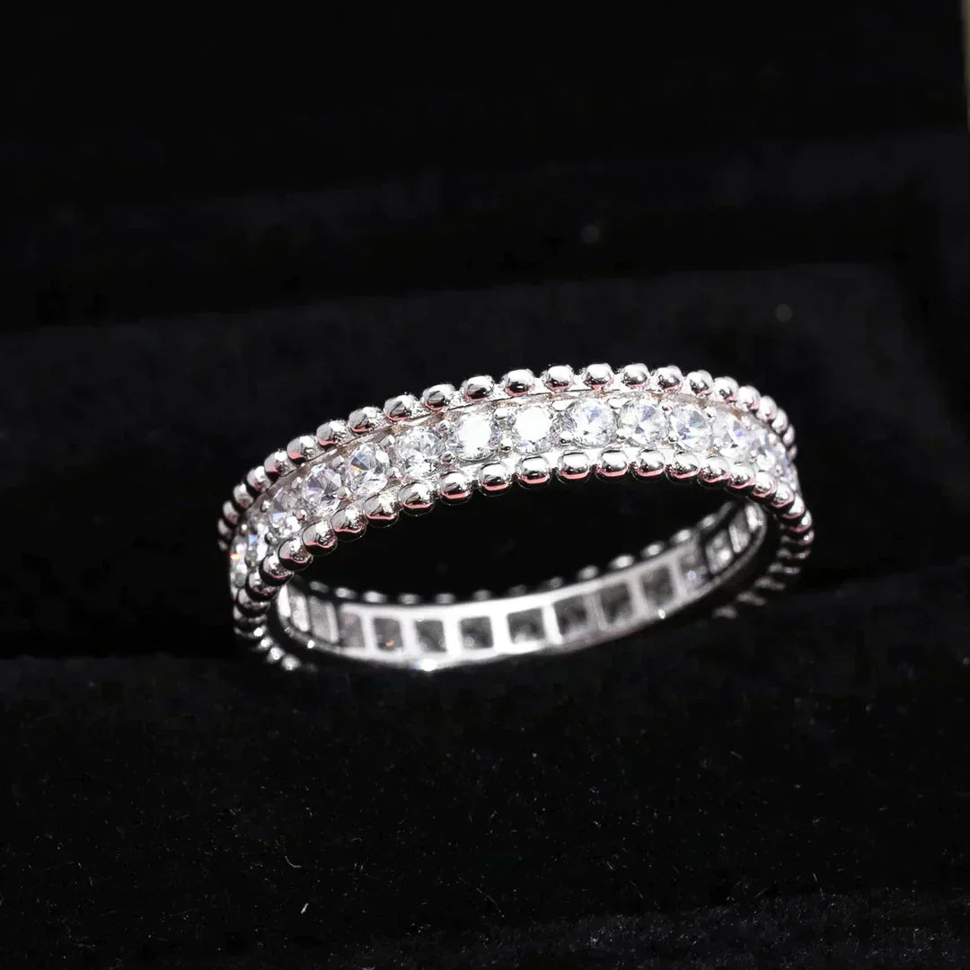 [RAFFINE] ANILLO DE PLATA CON DIAMANTES Y PERLEE