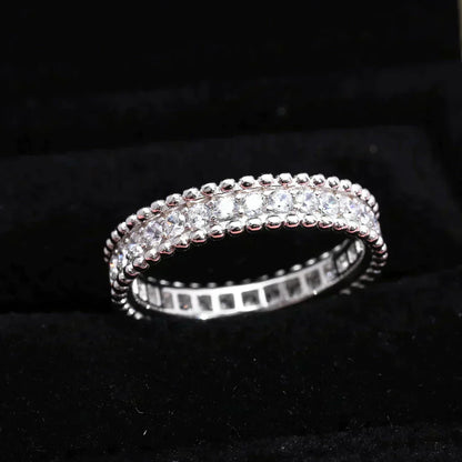 [RAFFINE] ANILLO DE PLATA CON DIAMANTES Y PERLEE