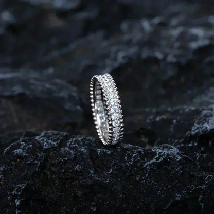 [RAFFINE] ANILLO DE PLATA CON DIAMANTES Y PERLEE