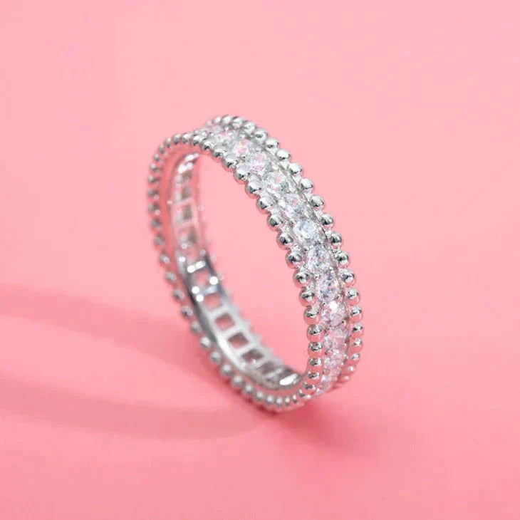 [RAFFINE] ANILLO DE PLATA CON DIAMANTES Y PERLEE