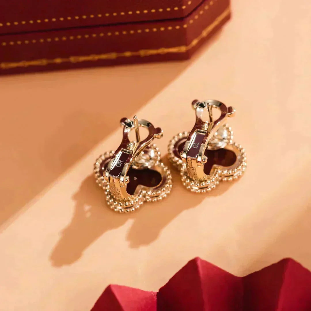 [RAFFINE]CLOVER MEDIUM 1 MOTIFS CARNELIAN  EARRINGS