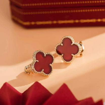 [RAFFINE]CLOVER MEDIUM 1 MOTIFS CARNELIAN  EARRINGS