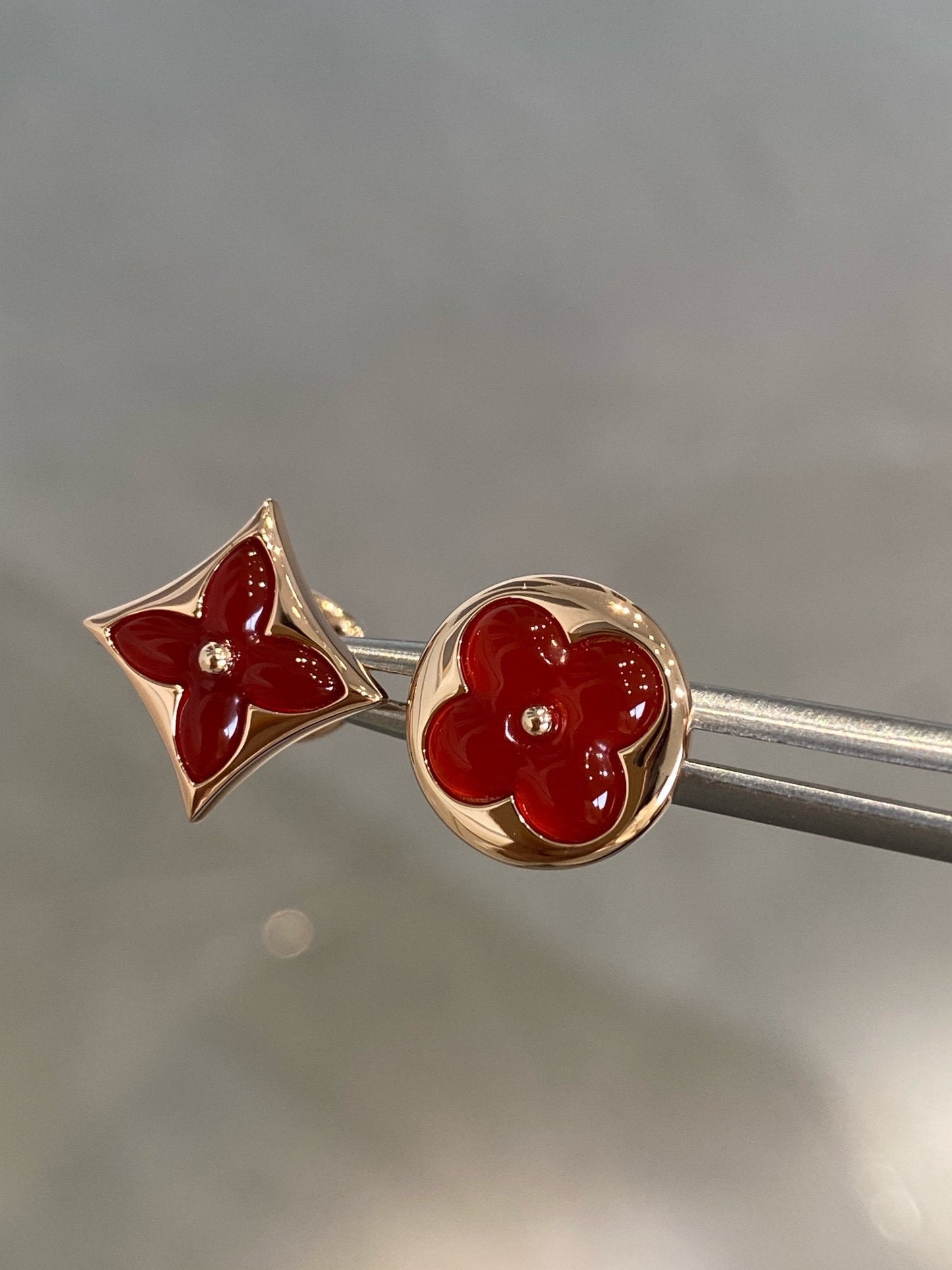 [Raffine]STAR AND SUN PINK GOLD CARNELIAN STUD EARRINGS