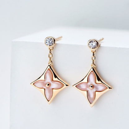[Raffine] DOPPELSTERN ROSA GOLD MOP TROPFEN OHRRINGE