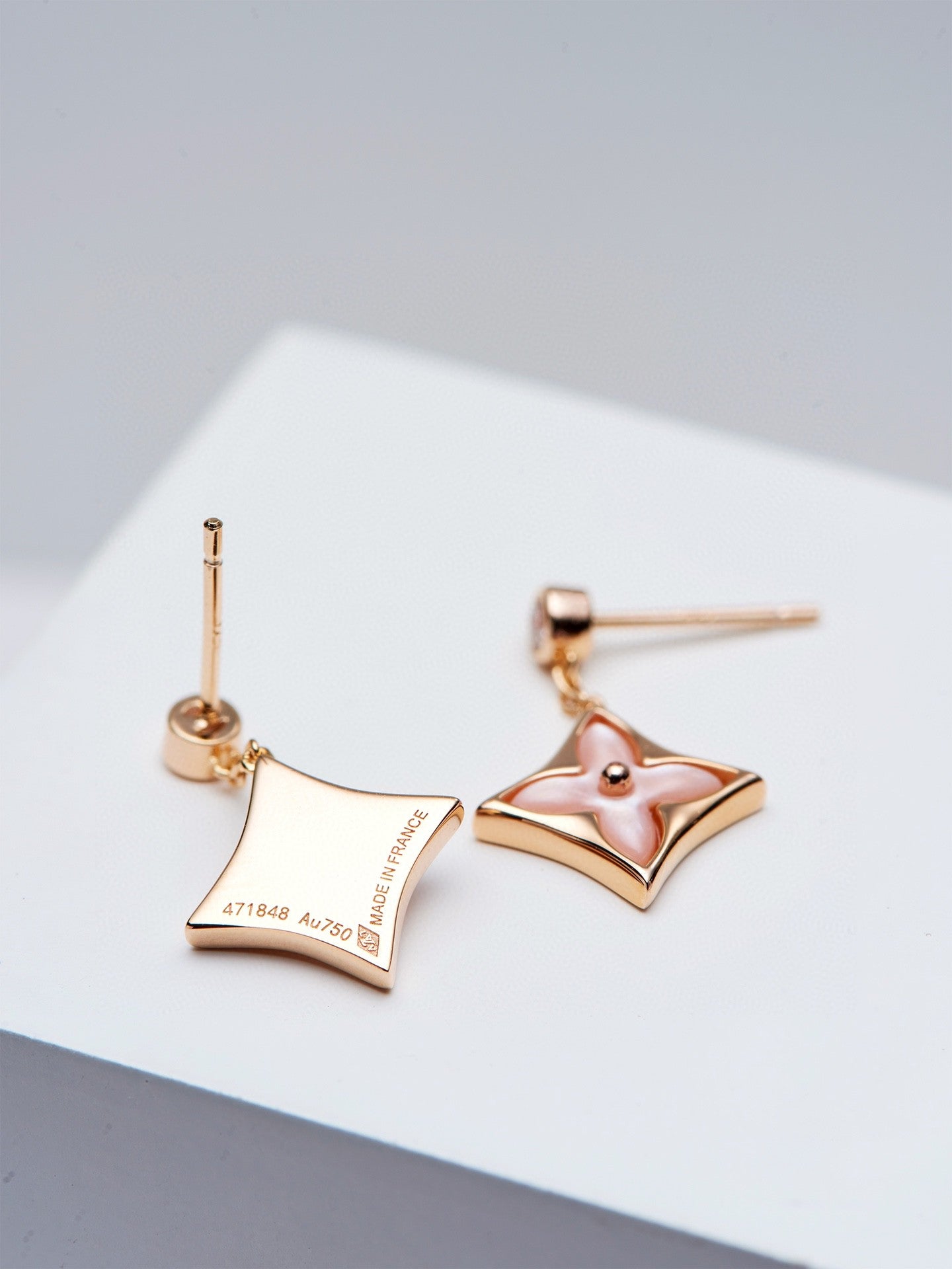 [Raffine] DOPPELSTERN ROSA GOLD MOP TROPFEN OHRRINGE