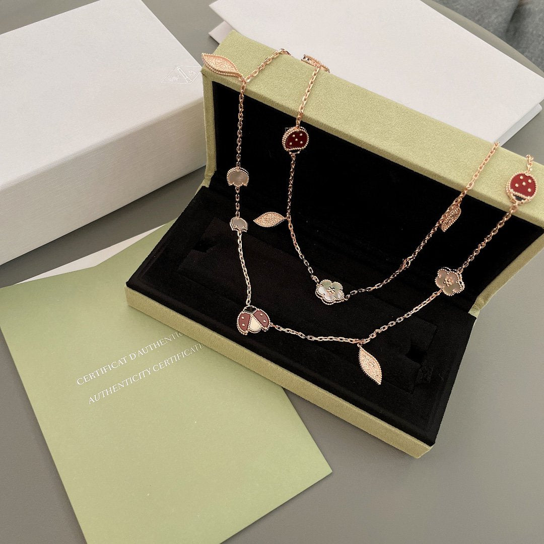[RAFFINE]LUCKY SPRING 15 MOTIFS ROSE GOLD NECKLACE
