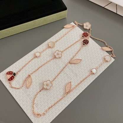[RAFFINE]LUCKY SPRING 15 MOTIFS ROSE GOLD NECKLACE