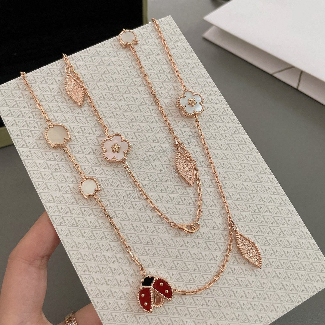 [RAFFINE]LUCKY SPRING 15 MOTIFS ROSE GOLD NECKLACE