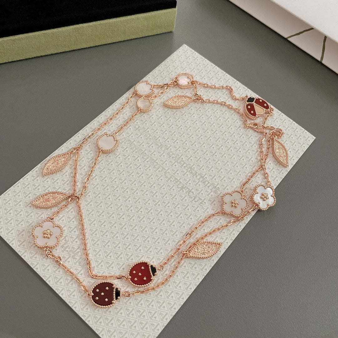 [RAFFINE]LUCKY SPRING 15 MOTIFS ROSE GOLD NECKLACE