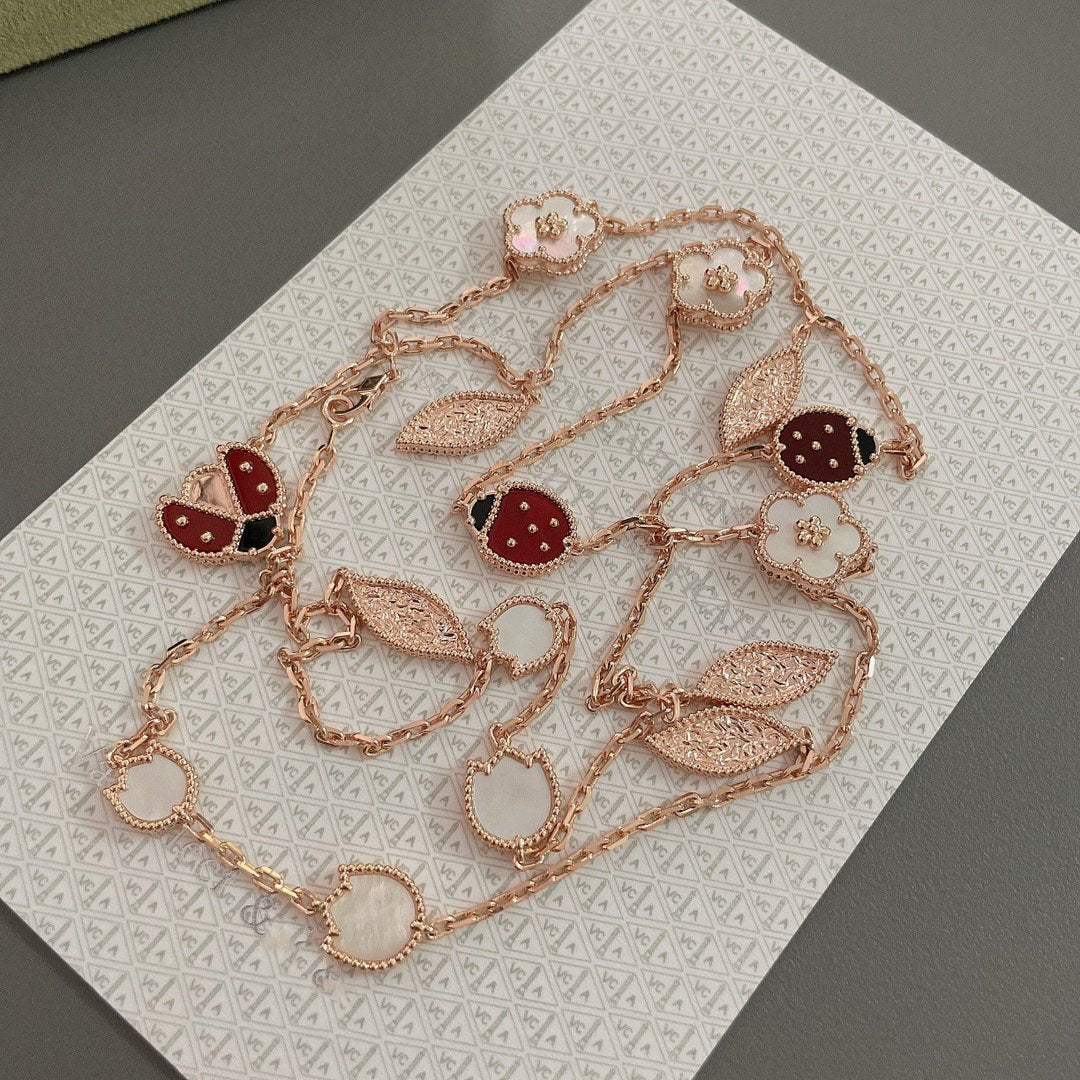 [RAFFINE]LUCKY SPRING 15 MOTIFS ROSE GOLD NECKLACE