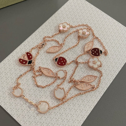 [RAFFINE]LUCKY SPRING 15 MOTIFS ROSE GOLD NECKLACE