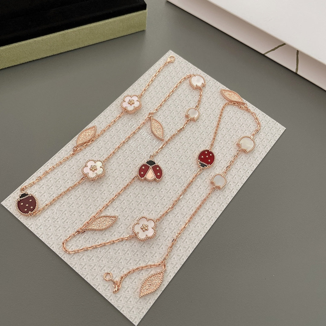 [RAFFINE]LUCKY SPRING 15 MOTIFS ROSE GOLD NECKLACE