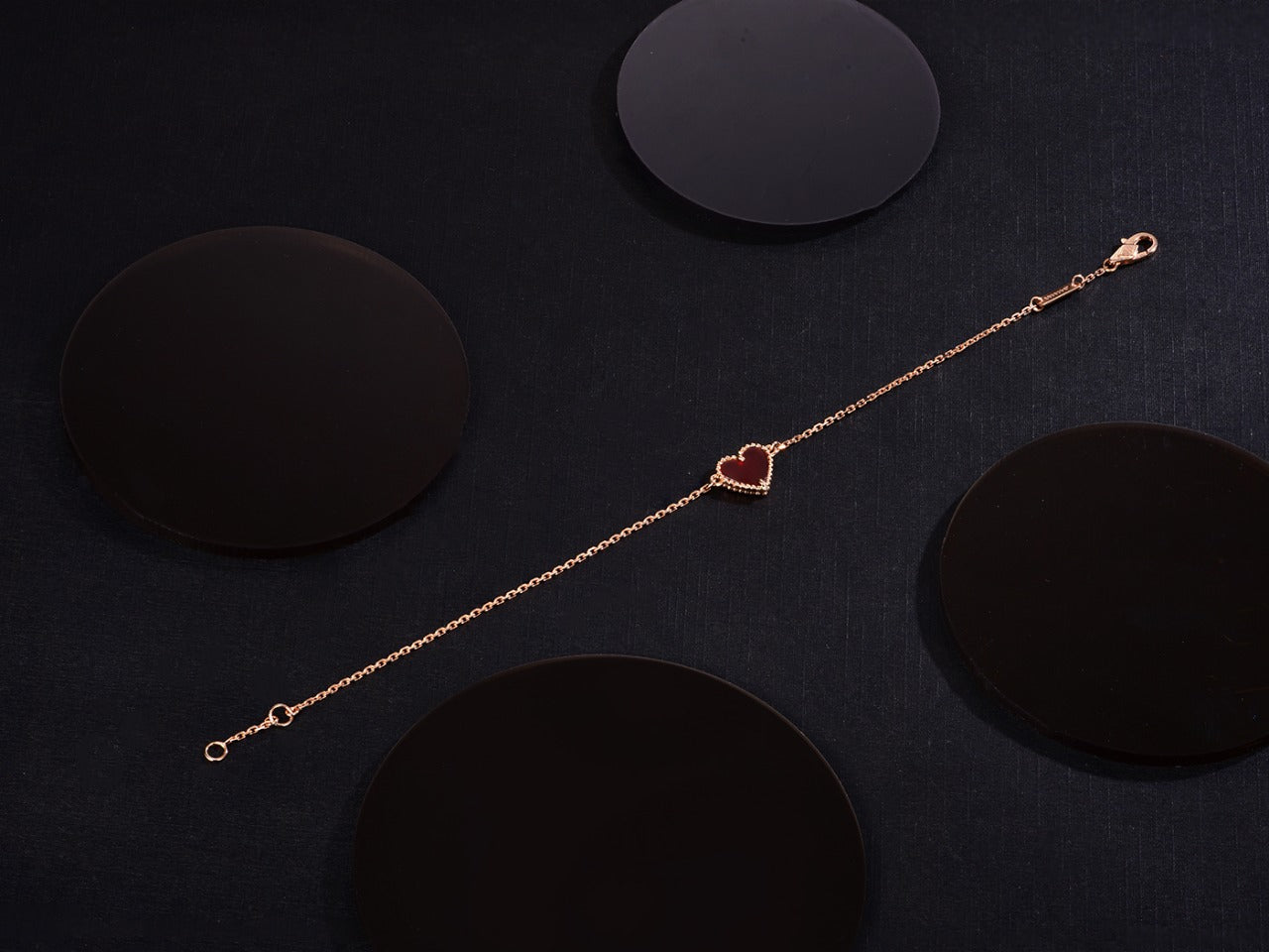 [RAFFINE]HEART CARNELIAN PINK GOLD BRACELET