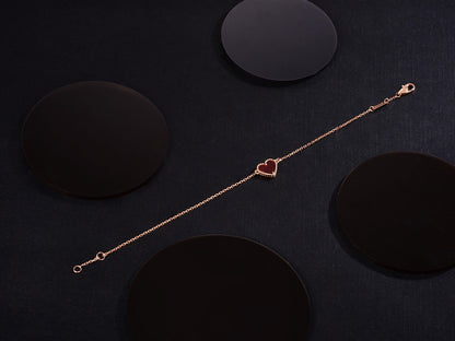 [RAFFINE]HEART CARNELIAN PINK GOLD BRACELET