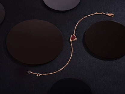 [RAFFINE]HEART CARNELIAN PINK GOLD BRACELET