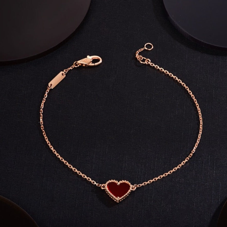 [RAFFINE]HEART CARNELIAN PINK GOLD BRACELET