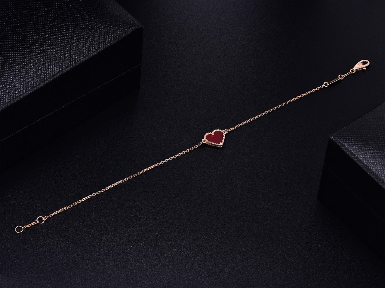 [RAFFINE]HEART CARNELIAN PINK GOLD BRACELET
