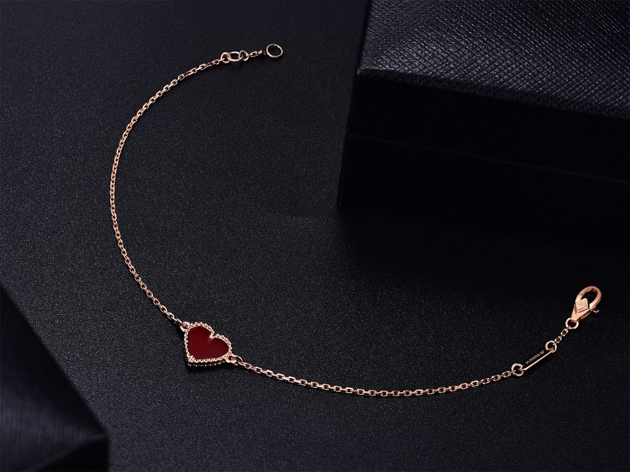 [RAFFINE]HEART CARNELIAN PINK GOLD BRACELET
