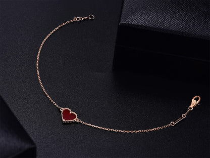 [RAFFINE]HEART CARNELIAN PINK GOLD BRACELET