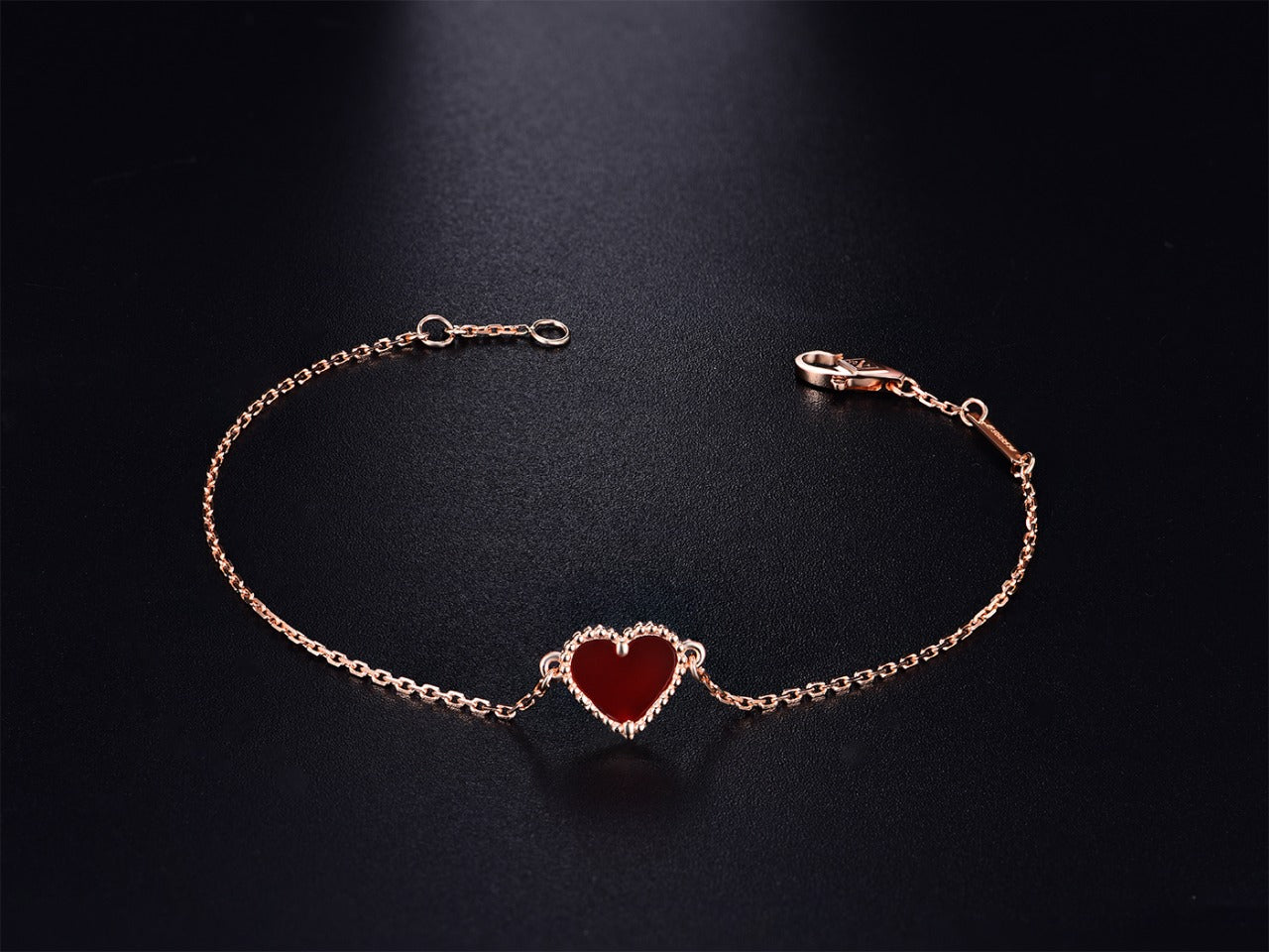 [RAFFINE]HEART CARNELIAN PINK GOLD BRACELET