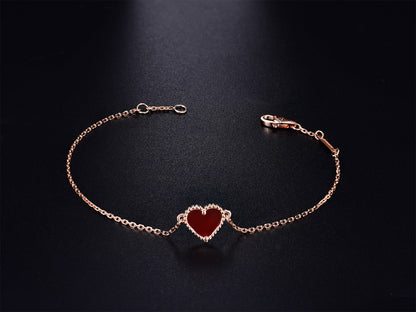 [RAFFINE]HEART CARNELIAN PINK GOLD BRACELET
