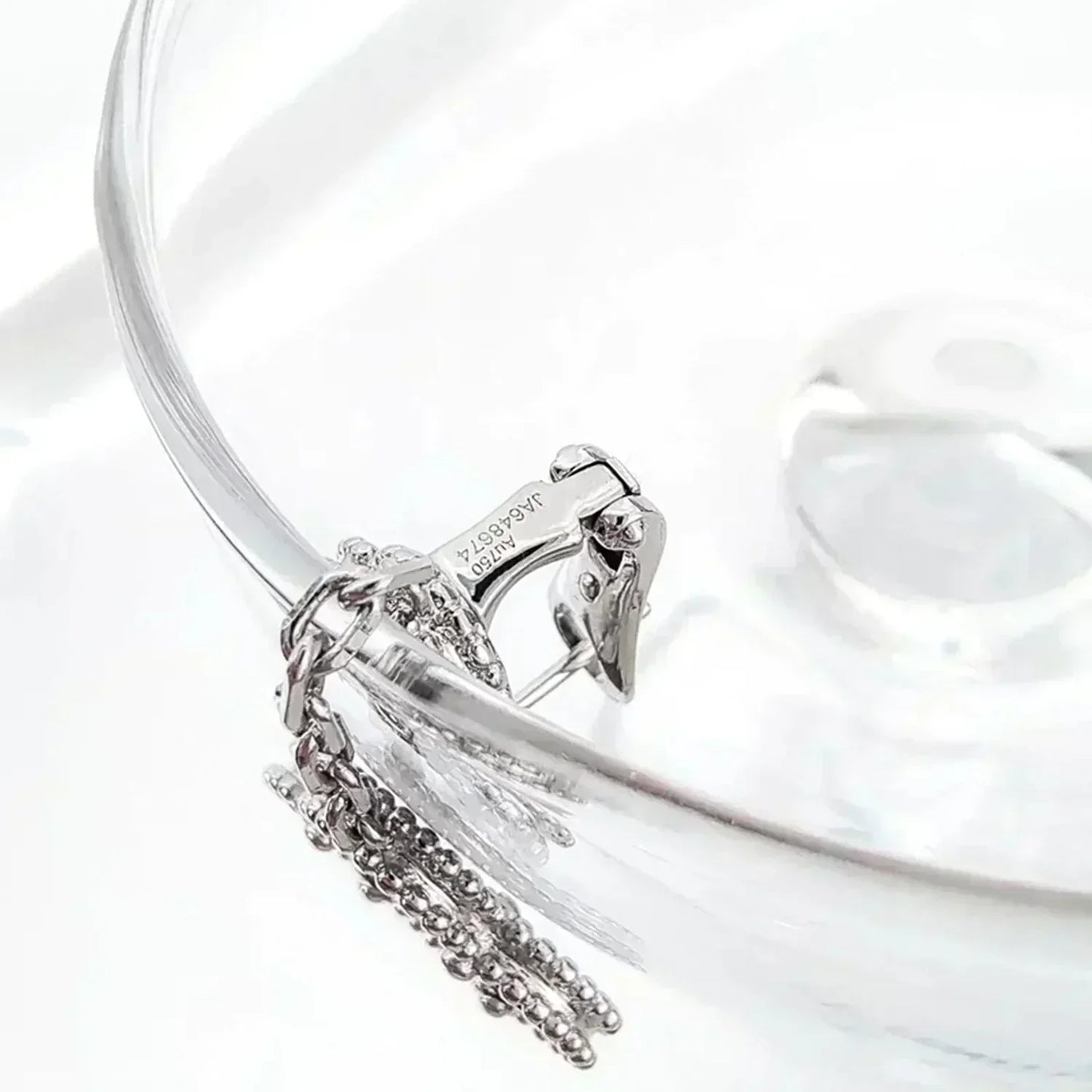 [RAFFINE]CLOVER 2 MOTIFS  DIAMOND ONYX EARRINGS SILVER