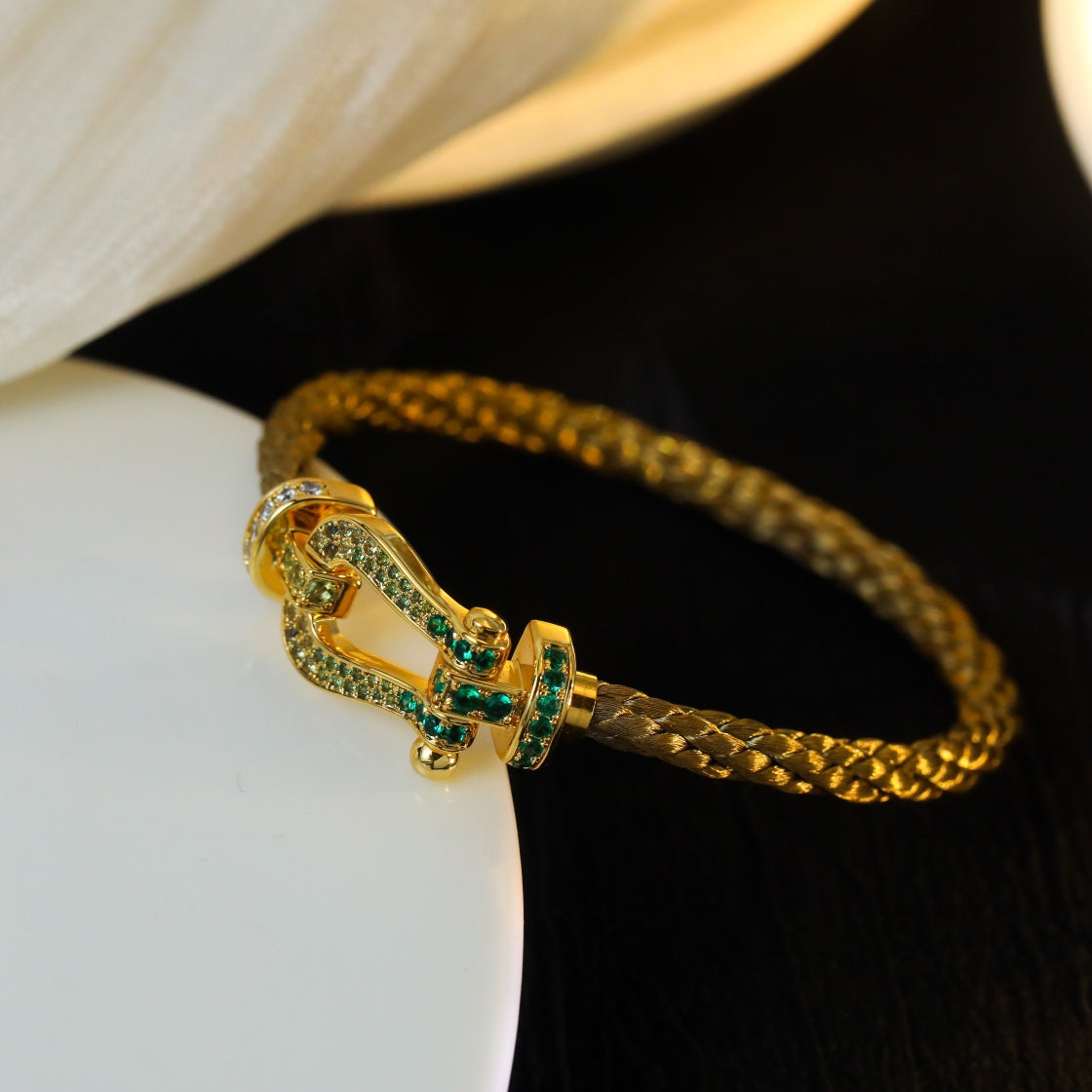 [RAFFINE]FORCE 10 GOLD GREEN DIAMOND PAVED