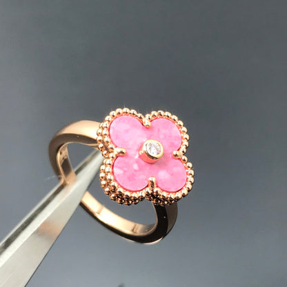 [RAFFINE]CLOVER RHODONITE ROSE GOLD RING