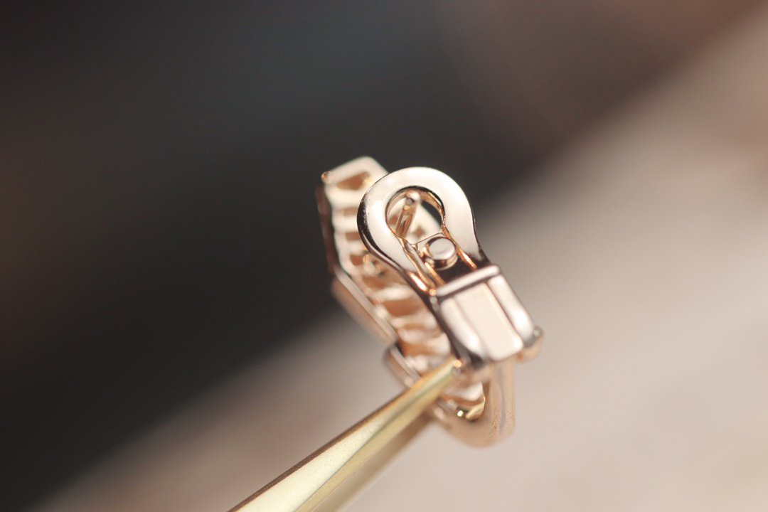 [RAFFINE] PENDIENTES SERPIENTE DE ORO ROSA CON DIAMANTES