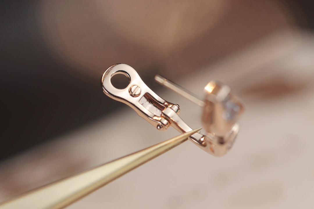 [RAFFINE] PENDIENTES SERPIENTE DE ORO ROSA CON DIAMANTES