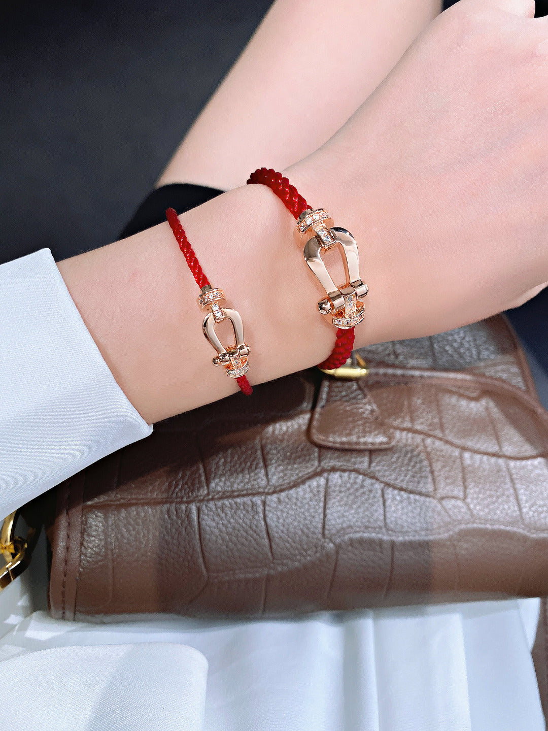 [RAFFINE]FORCE 10 HALF DIAMOND PINK GOLD RED CORDERI LARGE AND MEDIUM MODEL