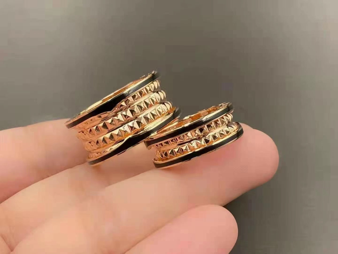 [RAFFINE]ZERO 1 ROCK NEGRO CERÁMICA ORO ROSA MODELO GRANDE