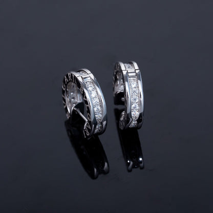 [RAFFINE]ZERO 1 MINI PENDIENTES DE PLATA CON DIAMANTES