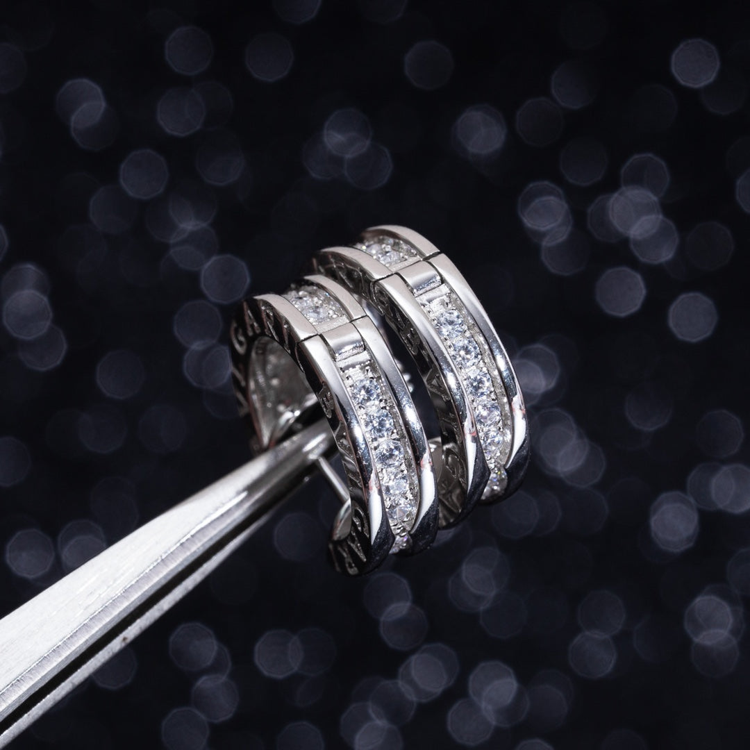 [RAFFINE]ZERO 1 MINI PENDIENTES DE PLATA CON DIAMANTES