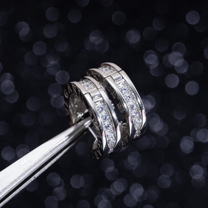 [RAFFINE]ZERO 1 MINI PENDIENTES DE PLATA CON DIAMANTES