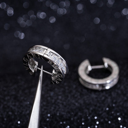 [RAFFINE]ZERO 1 MINI PENDIENTES DE PLATA CON DIAMANTES